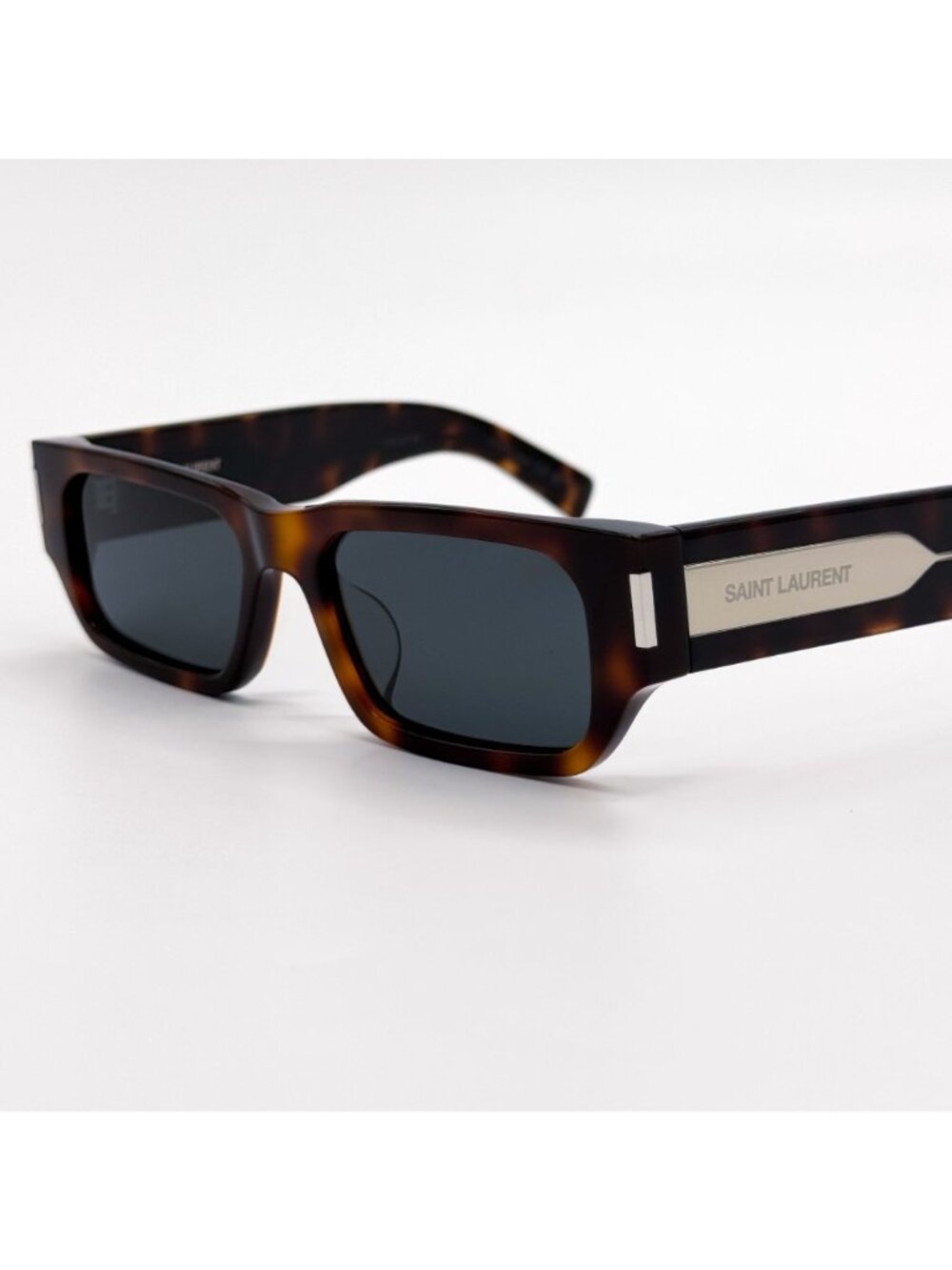 NEW SAINT LAURENT SUNGLASSES SL660F 002 UNISEX SQUARE HAVANA/GRAY EYEWEAR SL660 - Picture 5 of 8